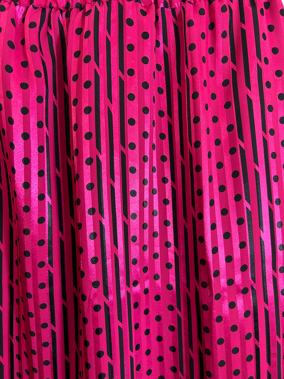 Hot Pink & Black Printed 80s Skirt