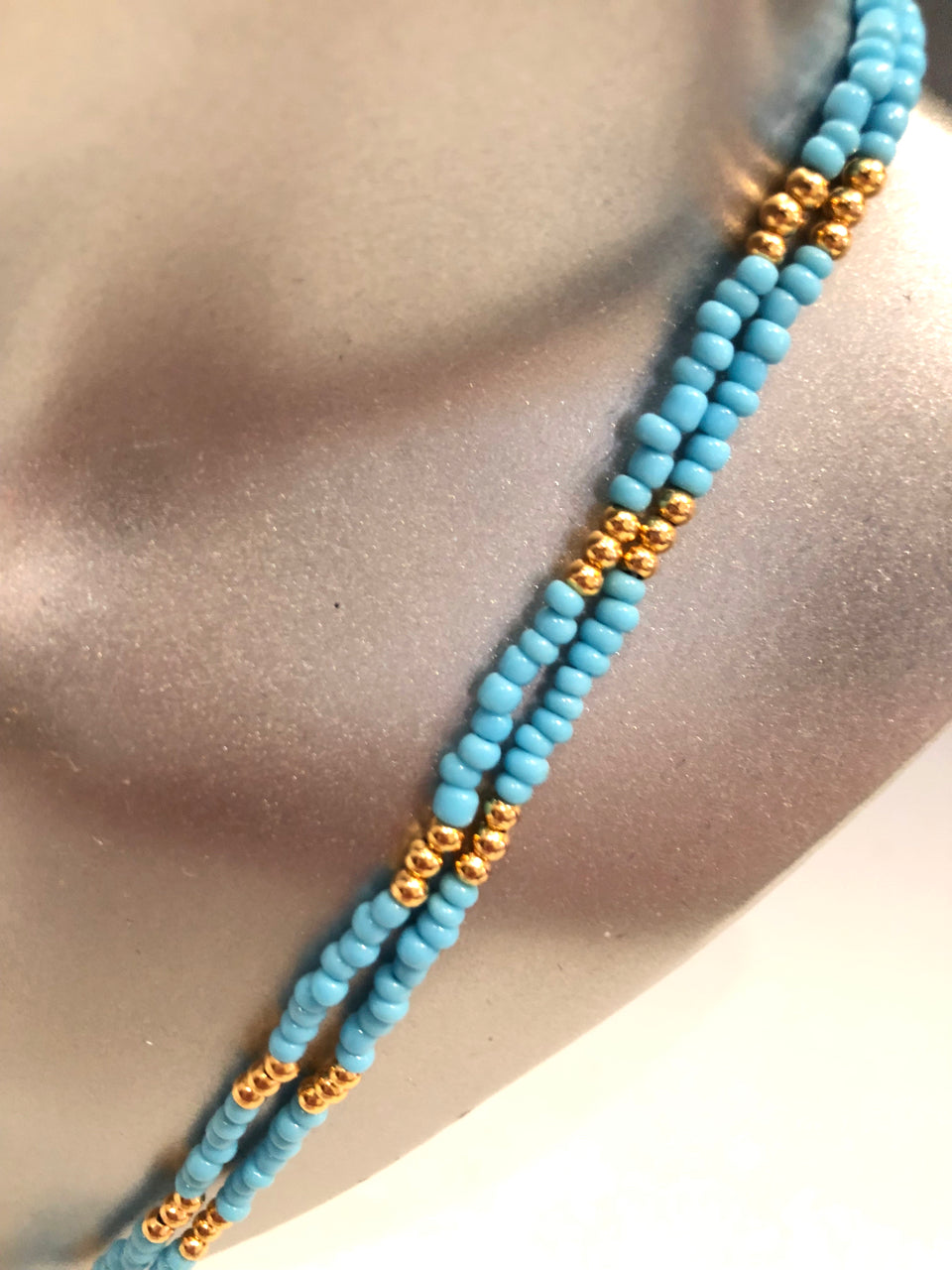 Turquoise & Gold Beaded Necklace