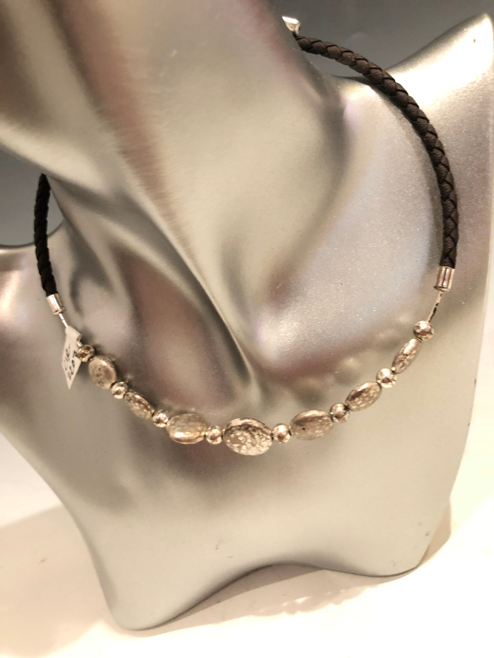 Silver & Black Rope Choker