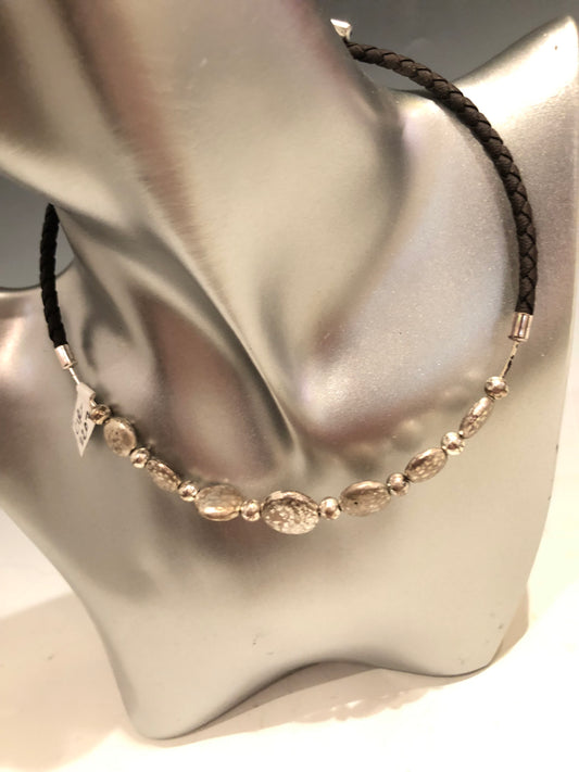 Silver & Black Rope Choker