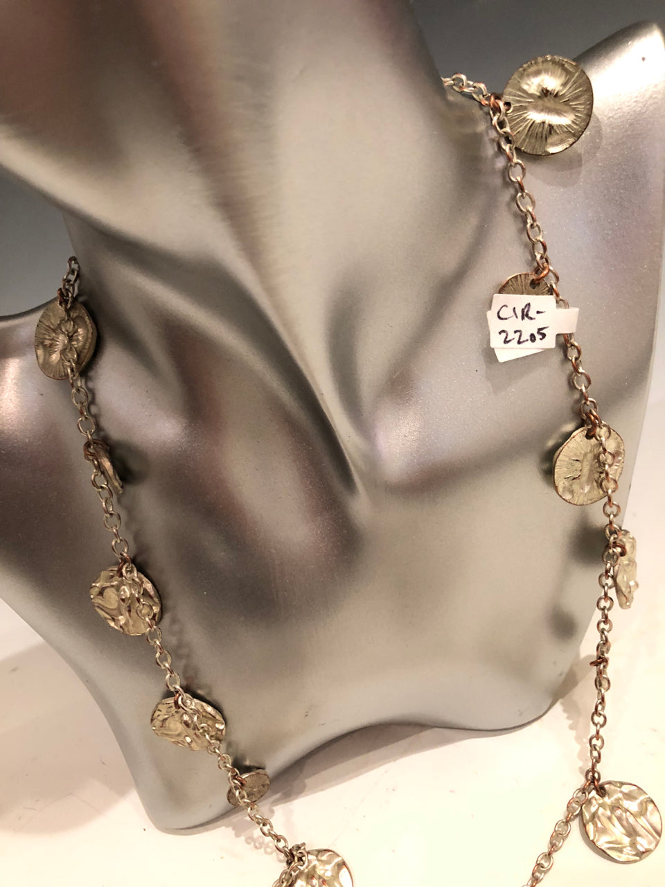 Long Silver Medallion Necklace