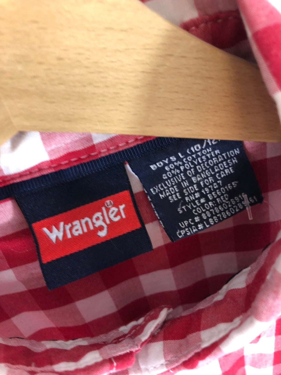 Kids' Wrangler Red & White Short-Sleeved Western Shirt
