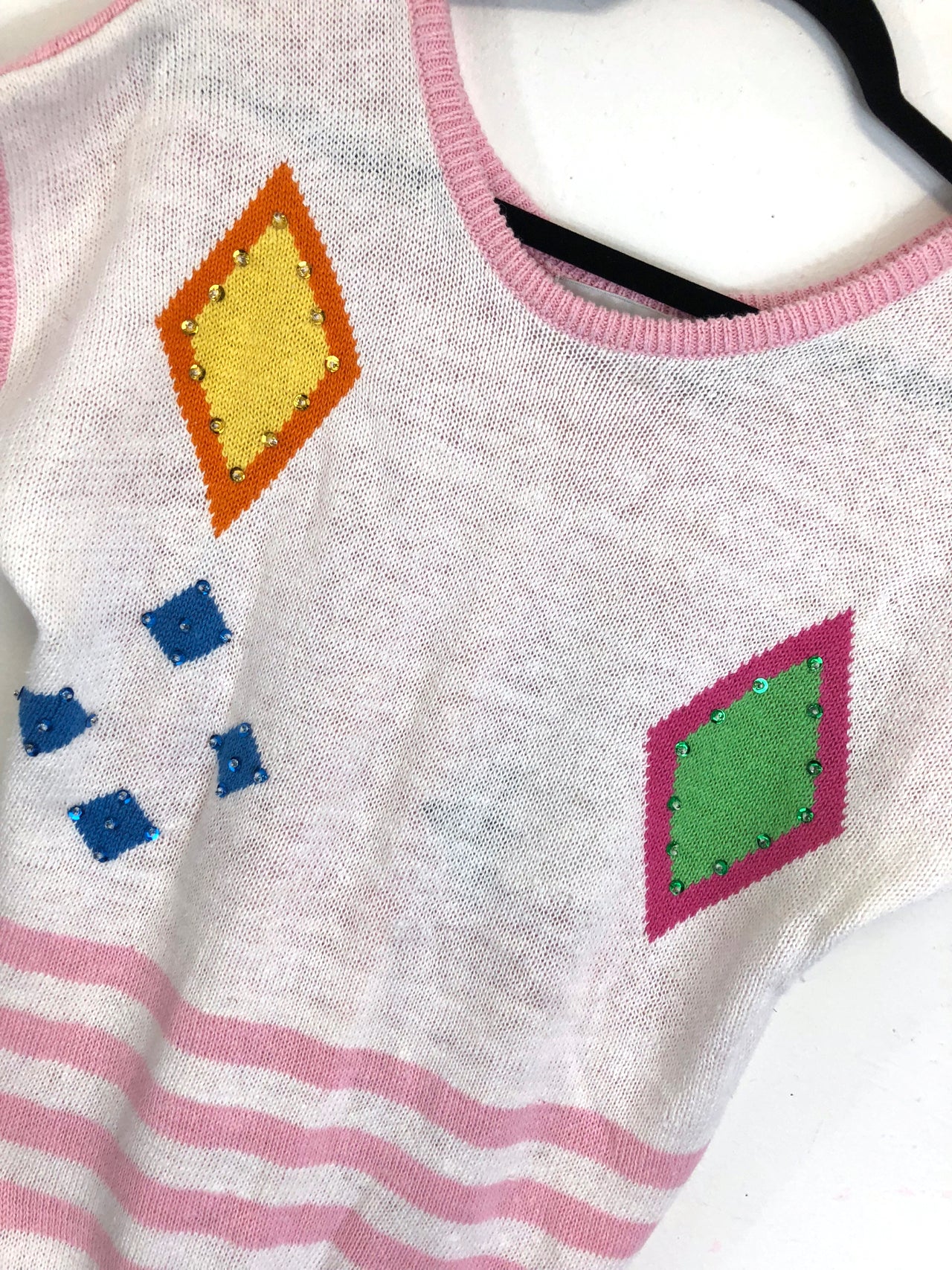 Naomi Bee Short-Sleeved Diamond Sweater Pink (Deadstock)