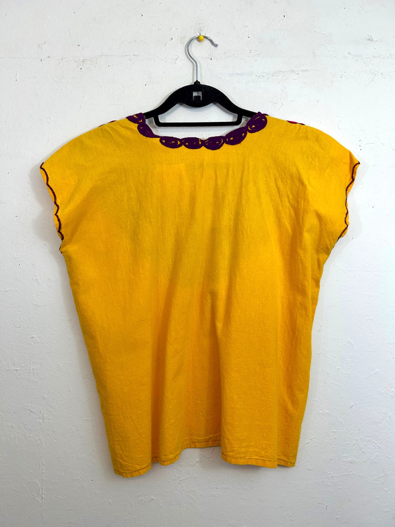Embroidered Flowers Yellow Top