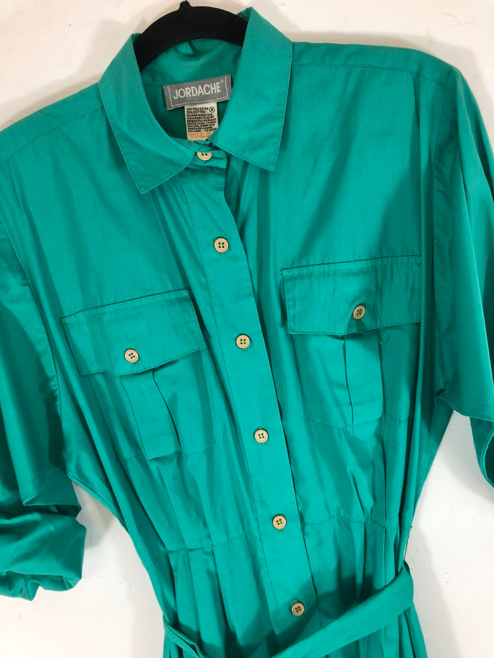 Teal Jordache Belted Shirt Dress