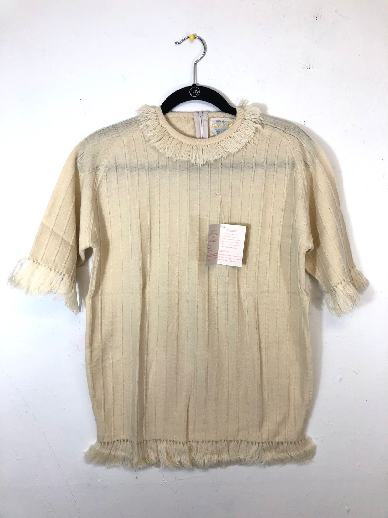 Helen Sue Fringe Short-Sleeved Sweater White (Deadstock)