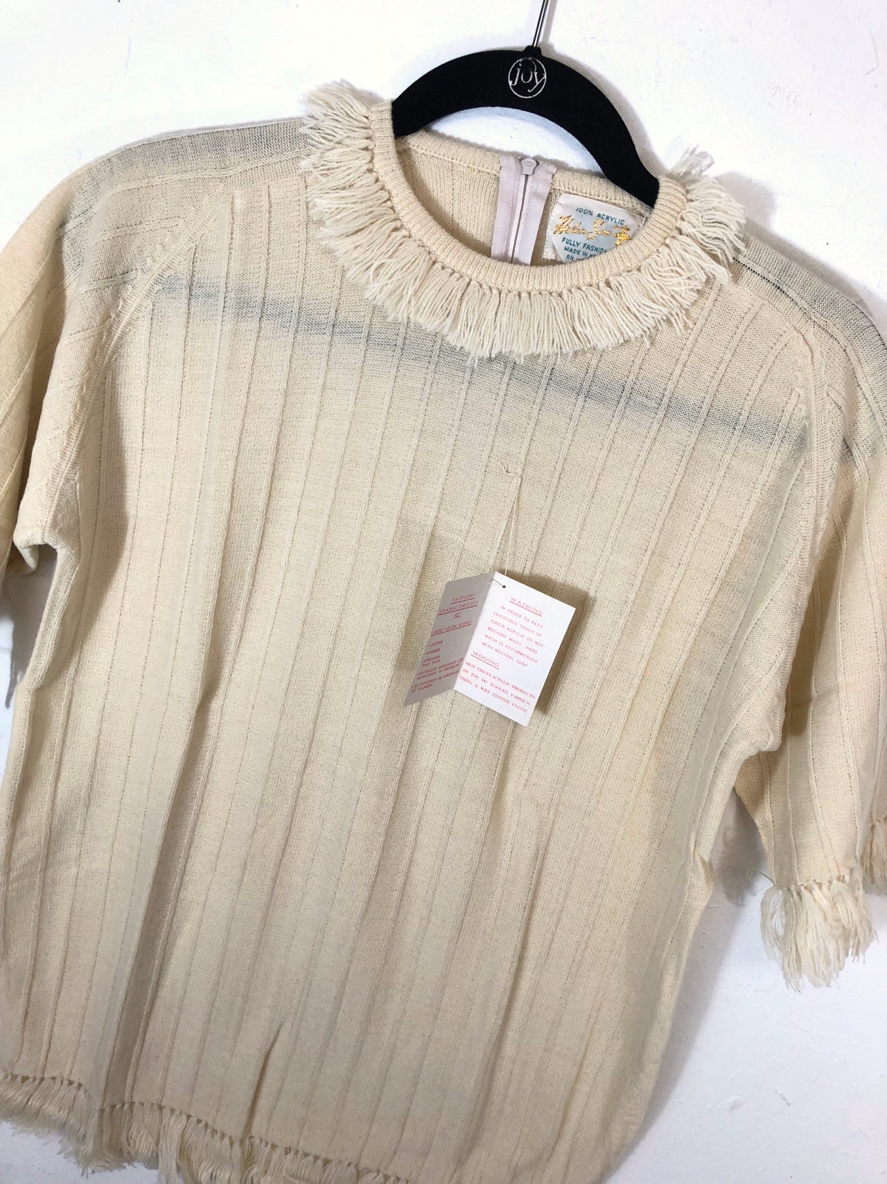 Helen Sue Fringe Short-Sleeved Sweater White (Deadstock)