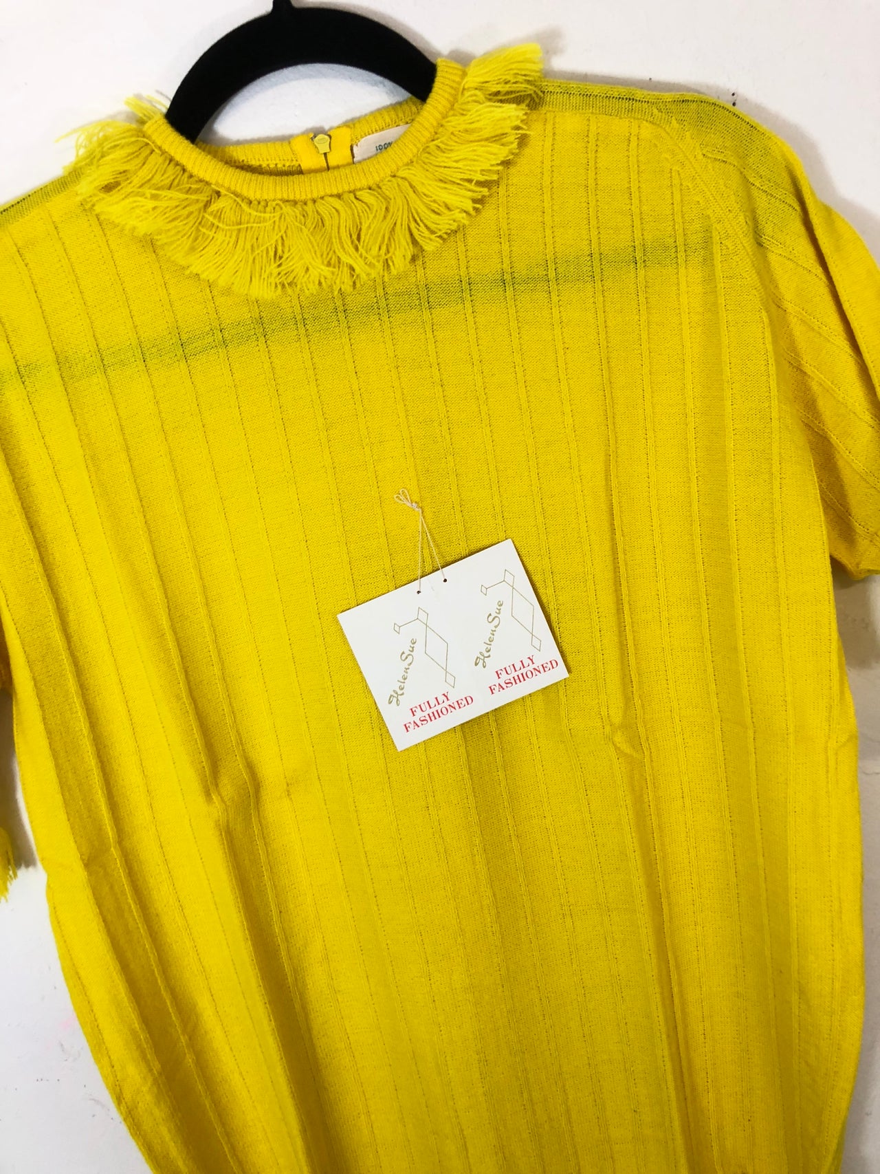 Helen Sue Fringe Short-Sleeved Sweater Yellow (Deadstock)