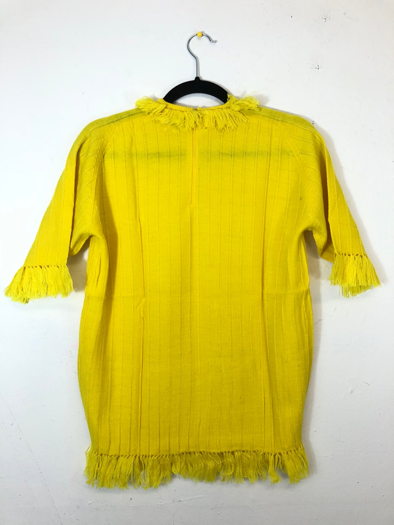 Helen Sue Fringe Short-Sleeved Sweater Yellow (Deadstock)