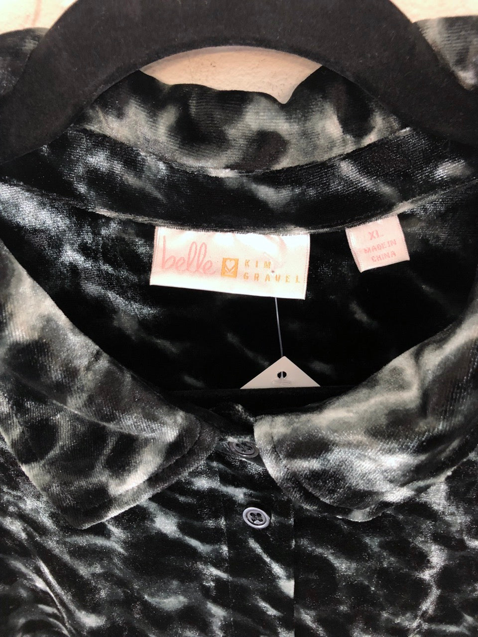 Belle Velvet Grey Leopard Top