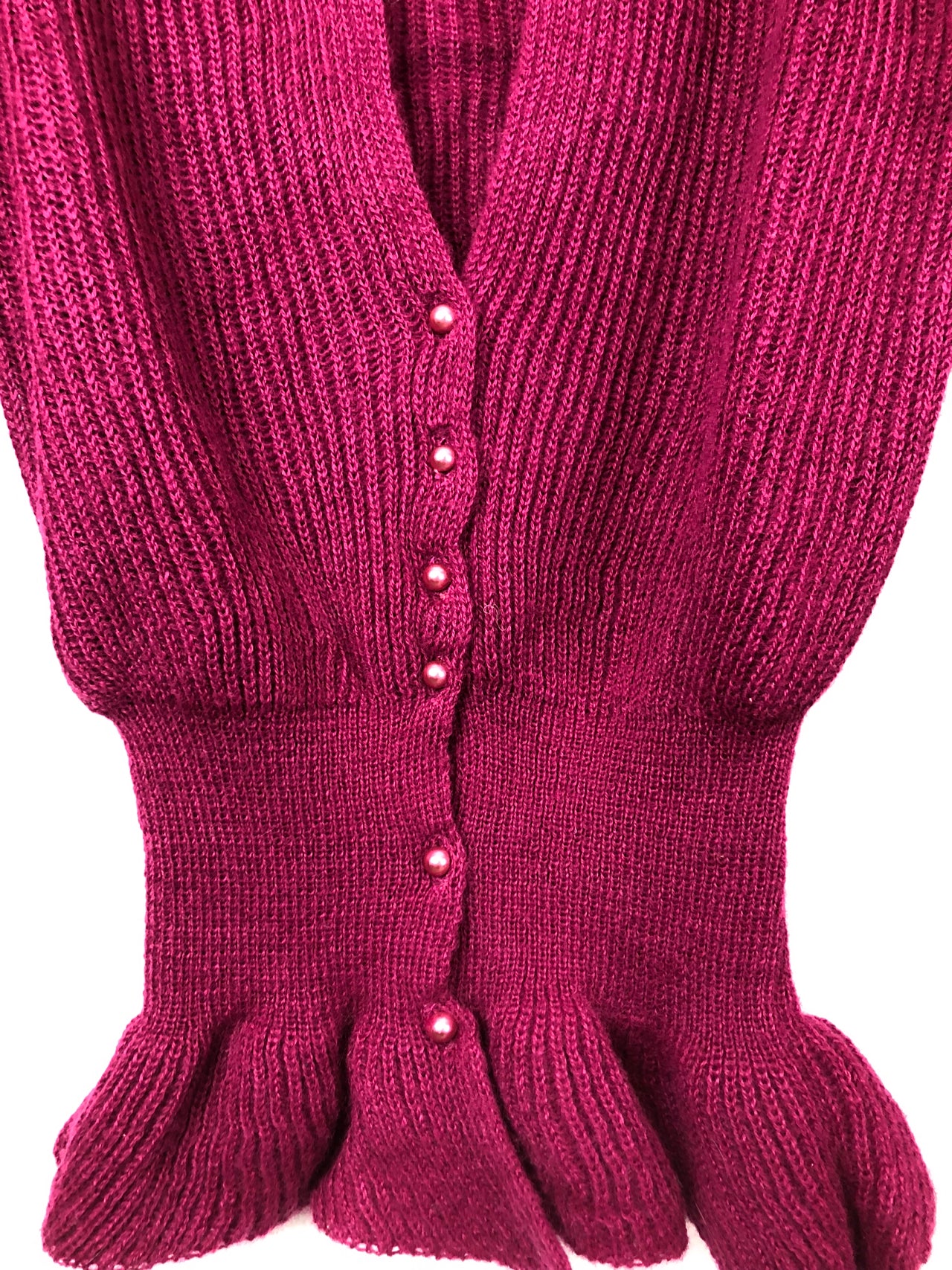 Wye Oaks Ribbed Ruffle Cardigan Sweater Purple