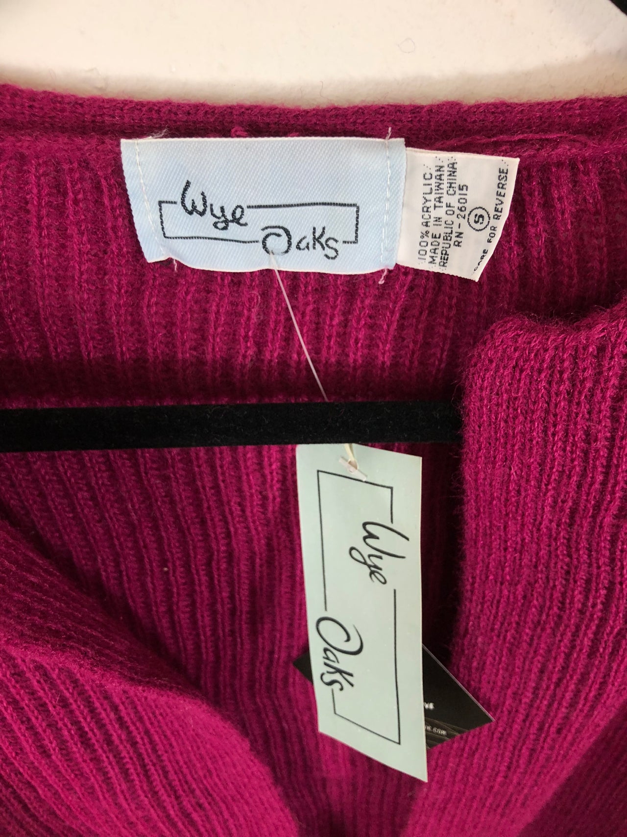 Wye Oaks Ribbed Ruffle Cardigan Sweater Purple
