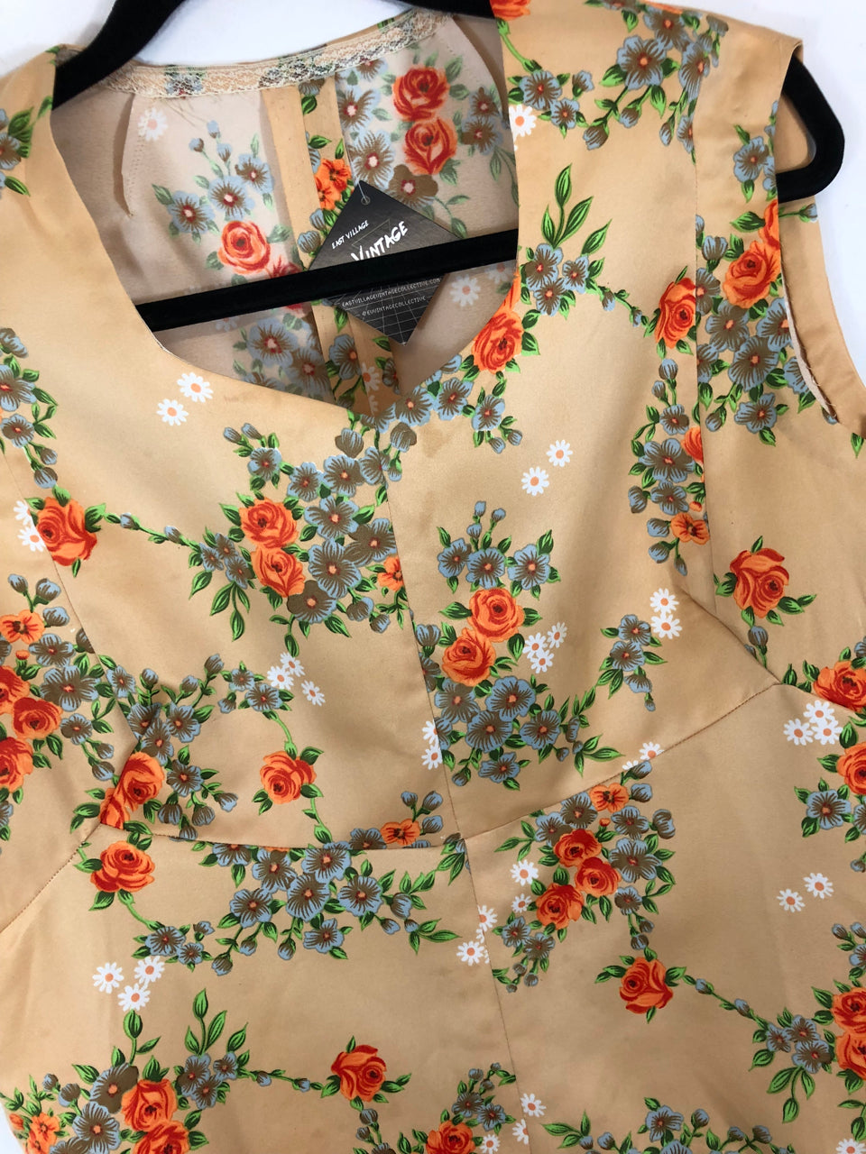 Tan Floral 70s Top