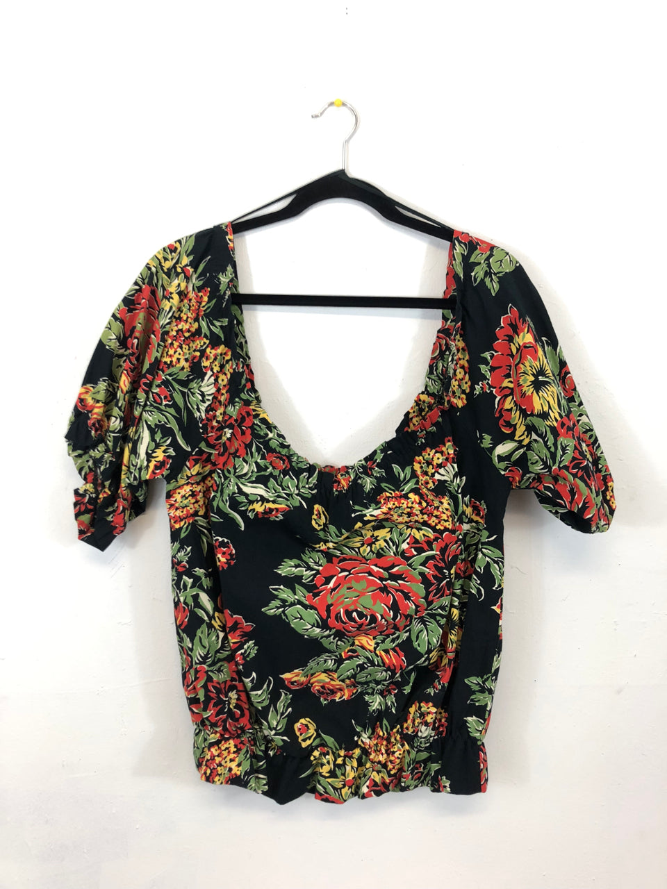 Norma Kamali Floral Ruffle Crop Blouse