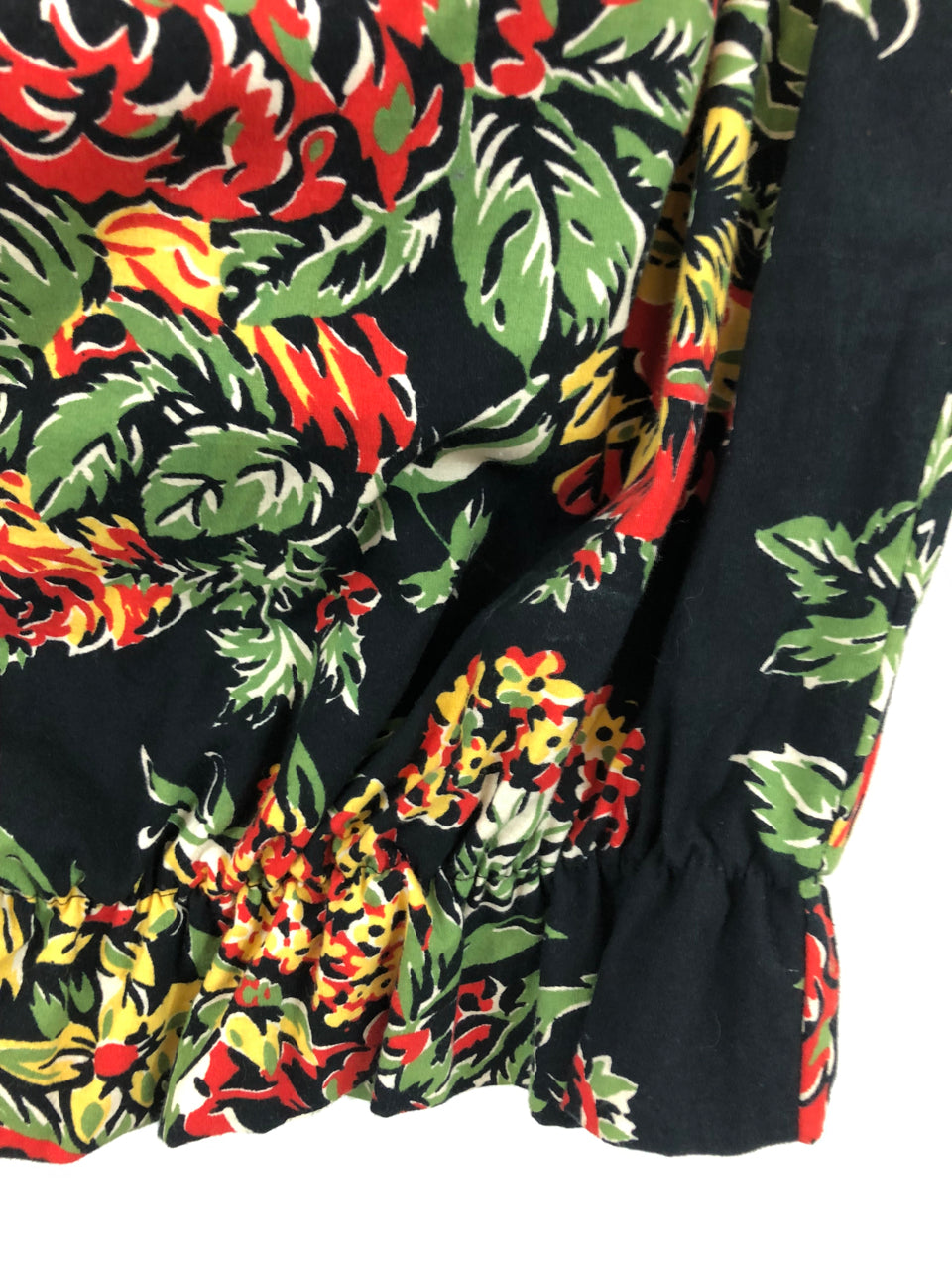 Norma Kamali Floral Ruffle Crop Blouse