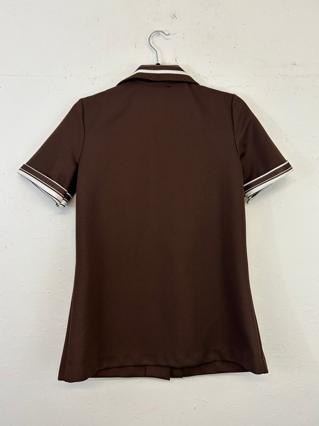 Brown & White 70s Button Up Top