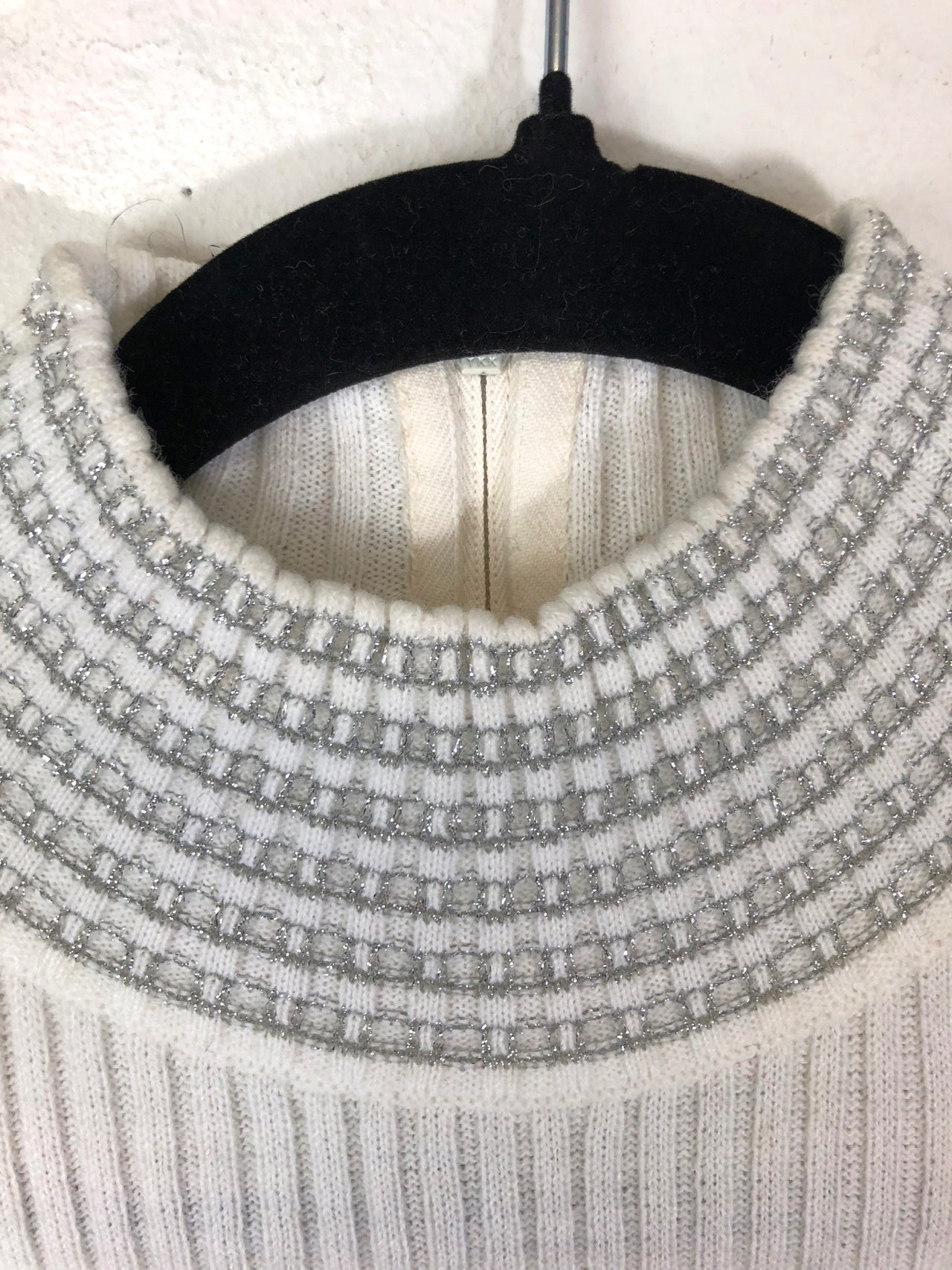 Helen Sue White & Silver Ribbed Sweater Top (Deadstock)