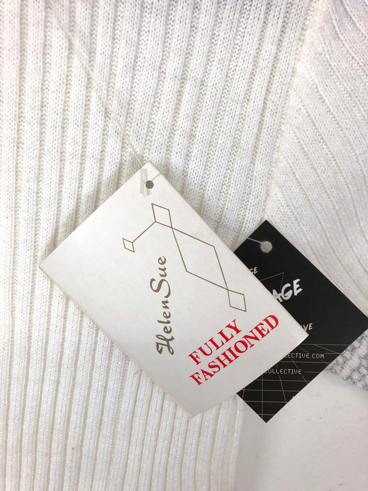 Helen Sue White & Silver Ribbed Sweater Top (Deadstock)