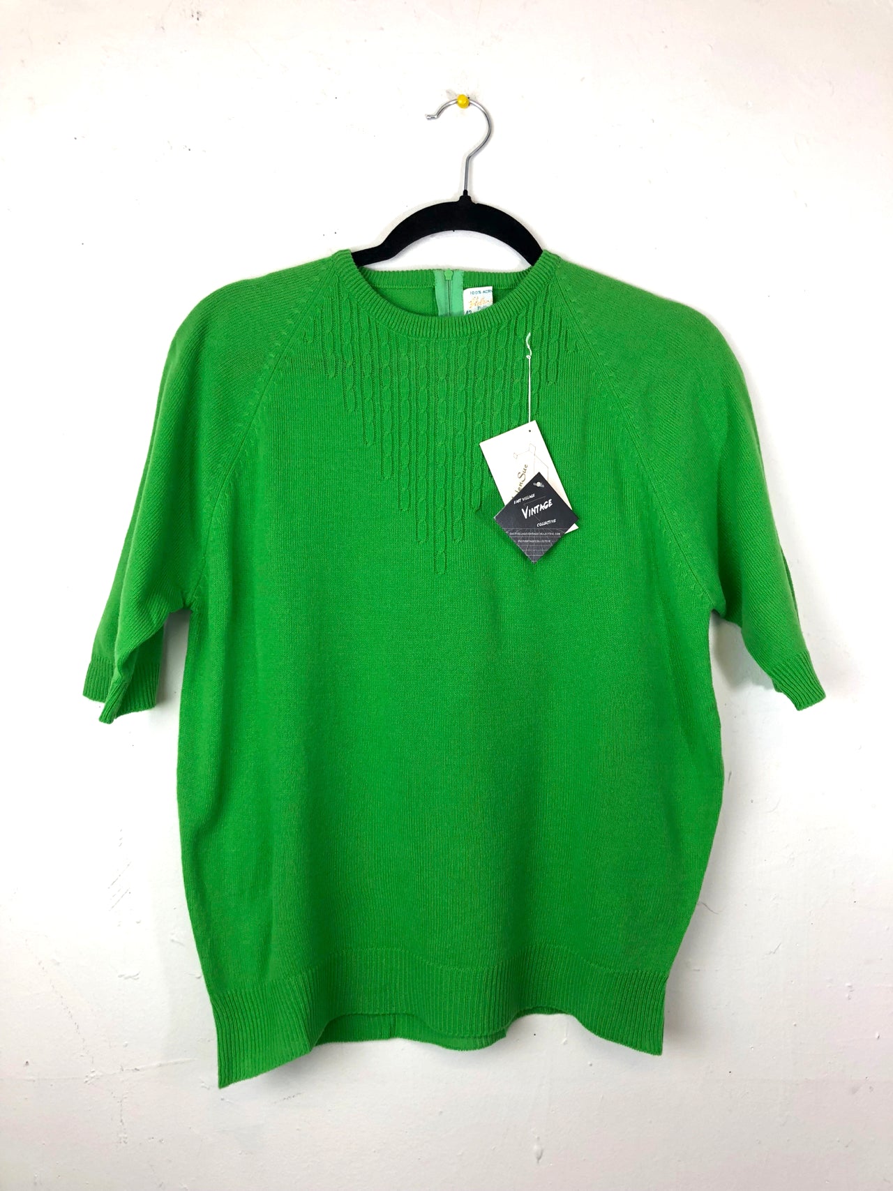 Helen Sue 3/4 Sleeve Sweater Top - Lime Green (Deadstock)