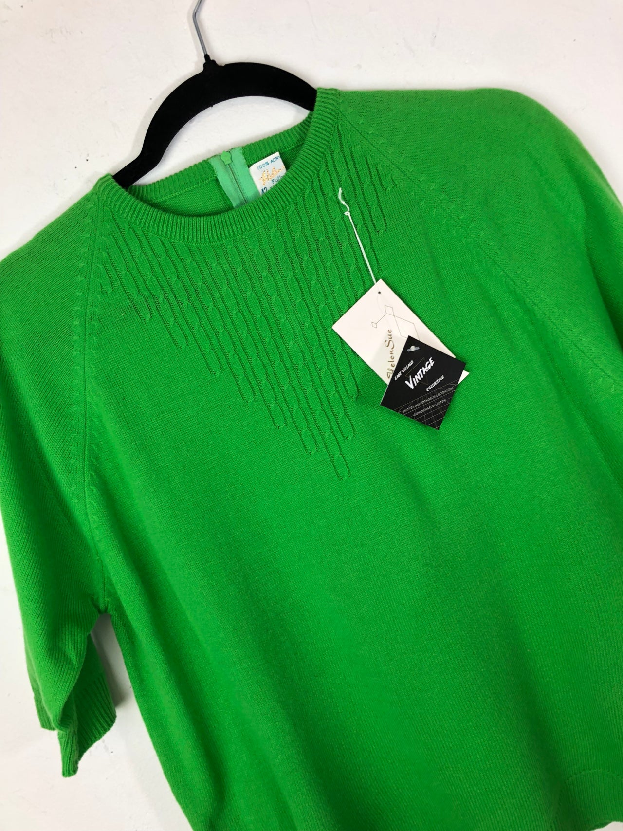 Helen Sue 3/4 Sleeve Sweater Top - Lime Green (Deadstock)