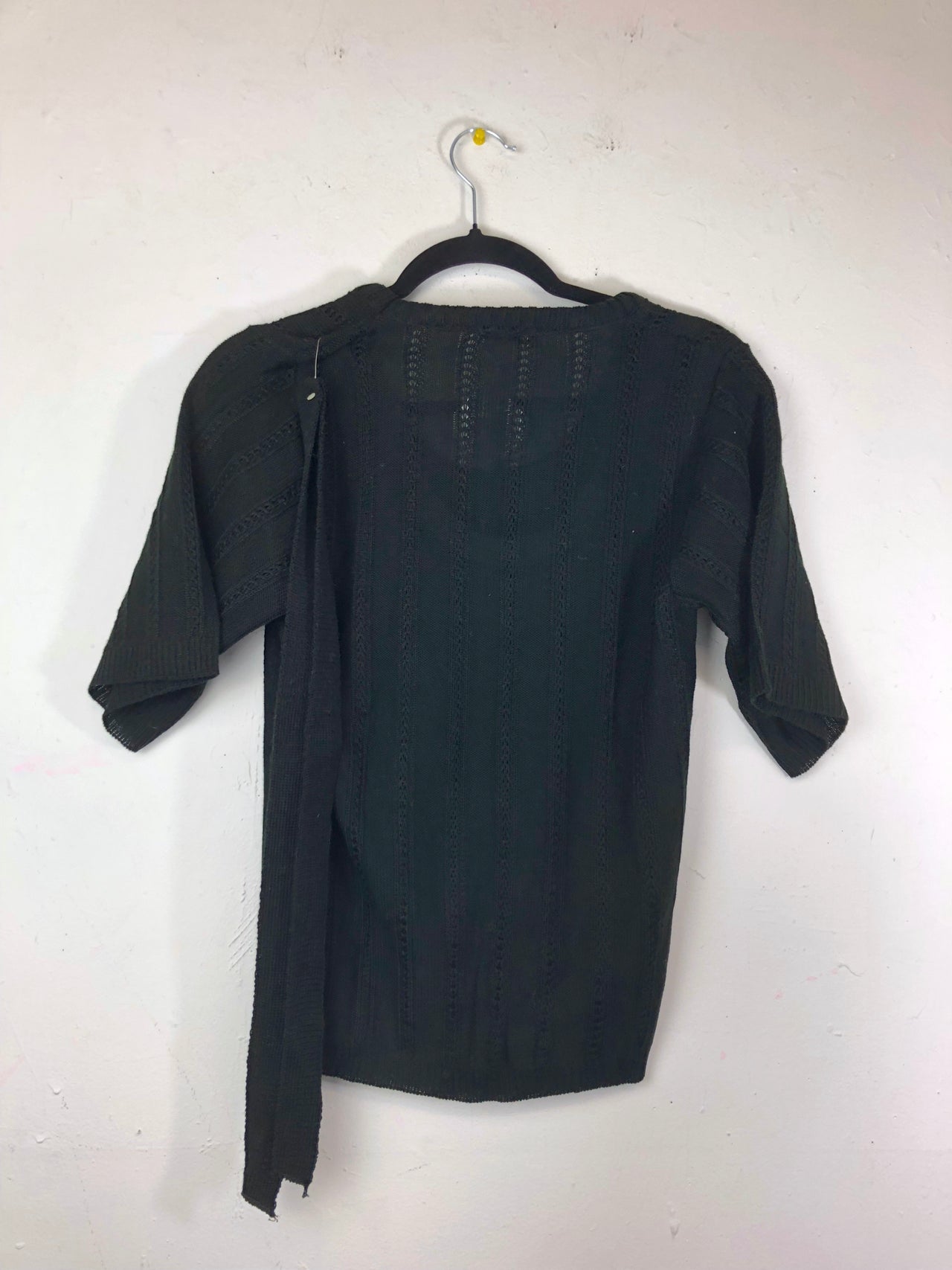 Miss Scotch English Short-Sleeved Belted Sweater - Black (Deadstock)
