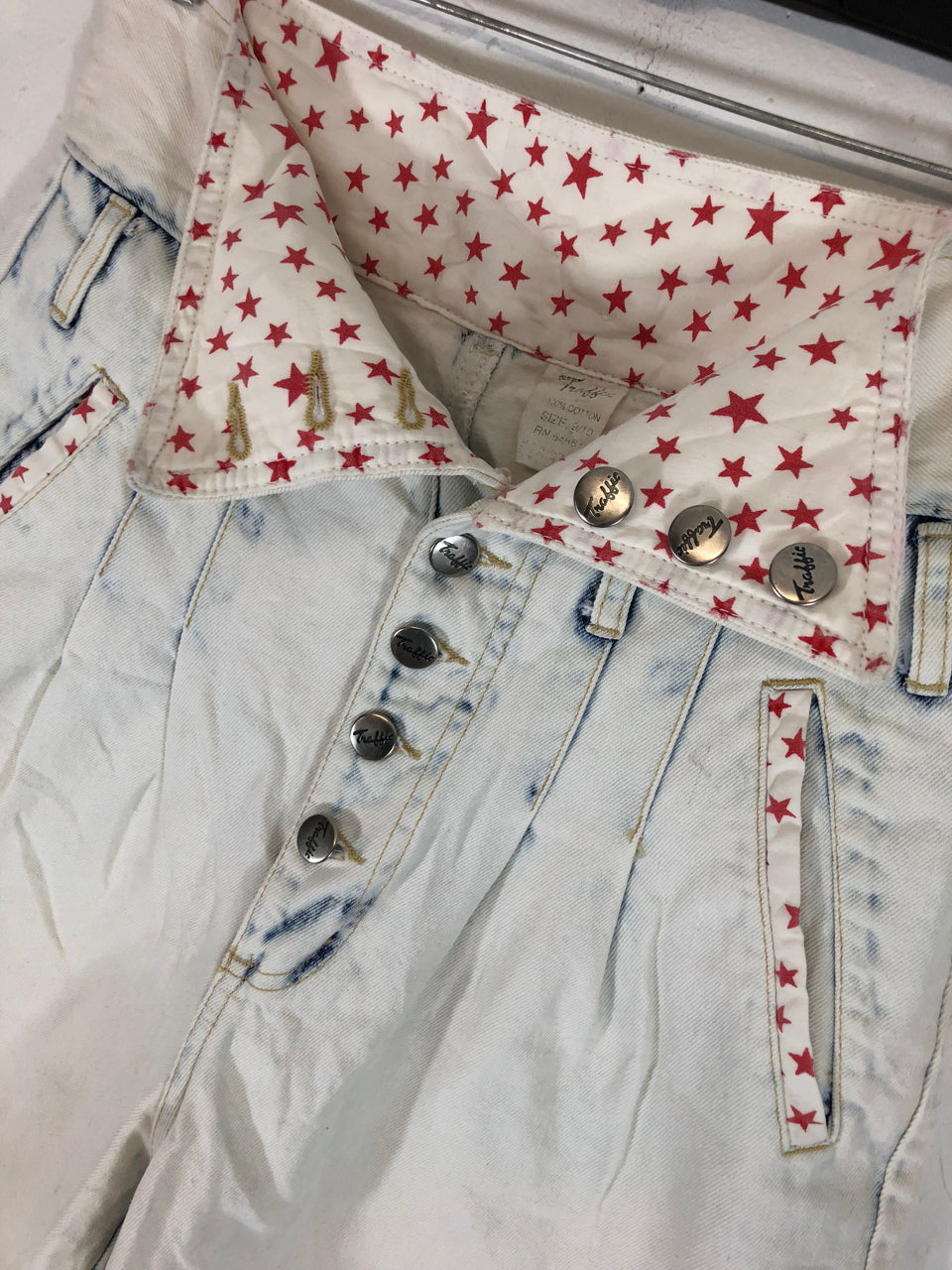 Traffic Denim Star Fold Over Shorts