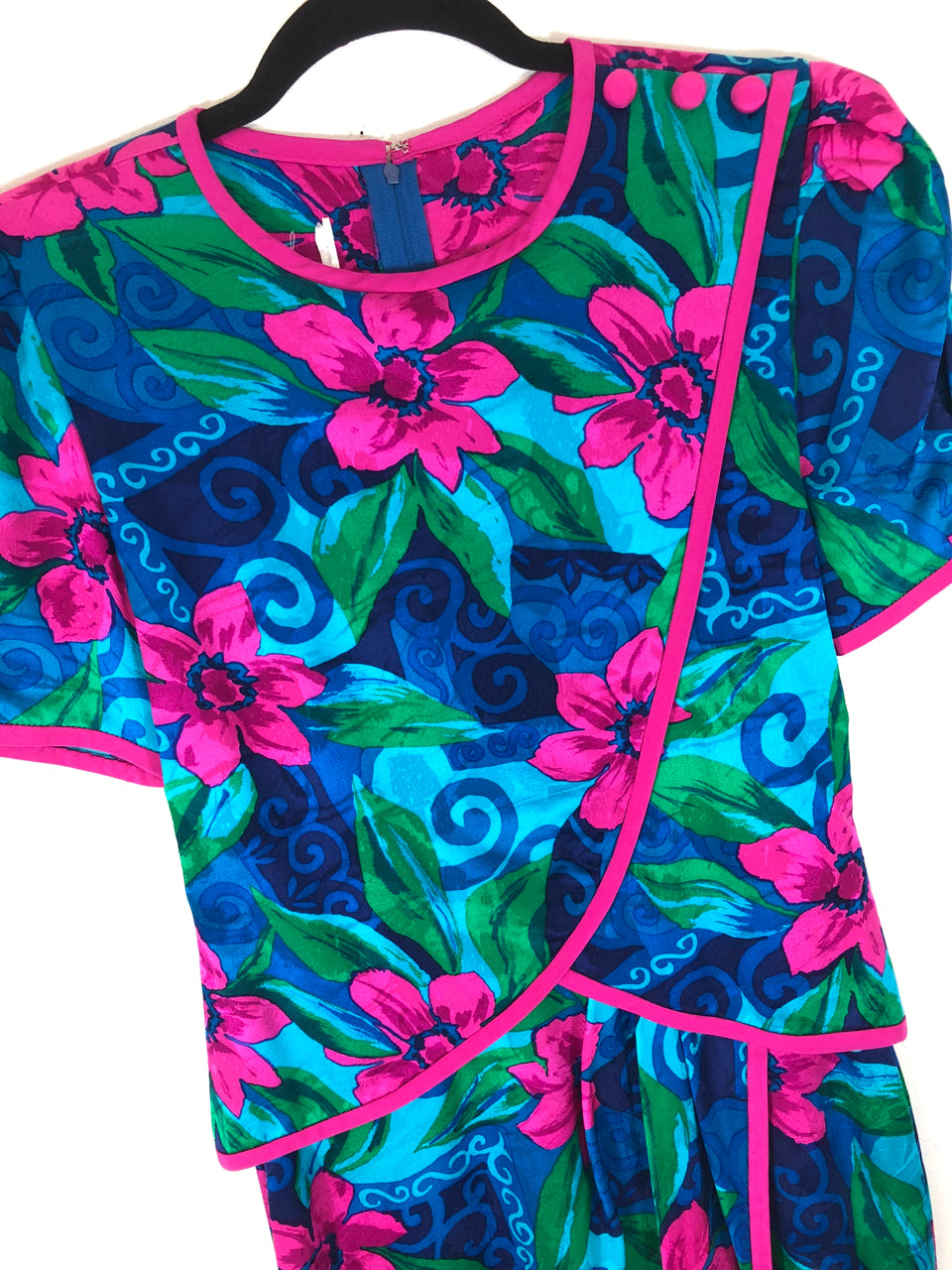 Silk Floral 80s Dress
