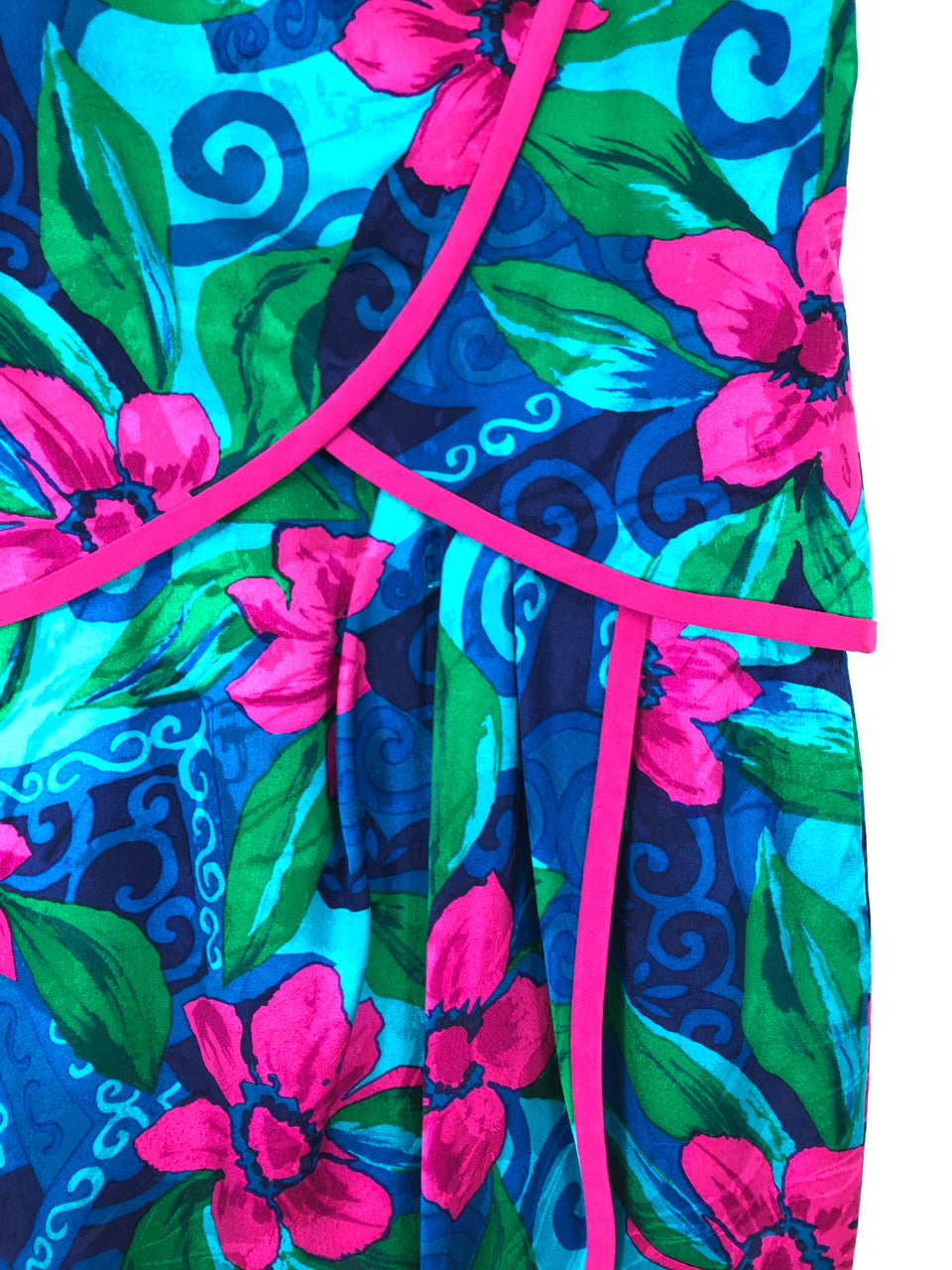 Silk Floral 80s Dress
