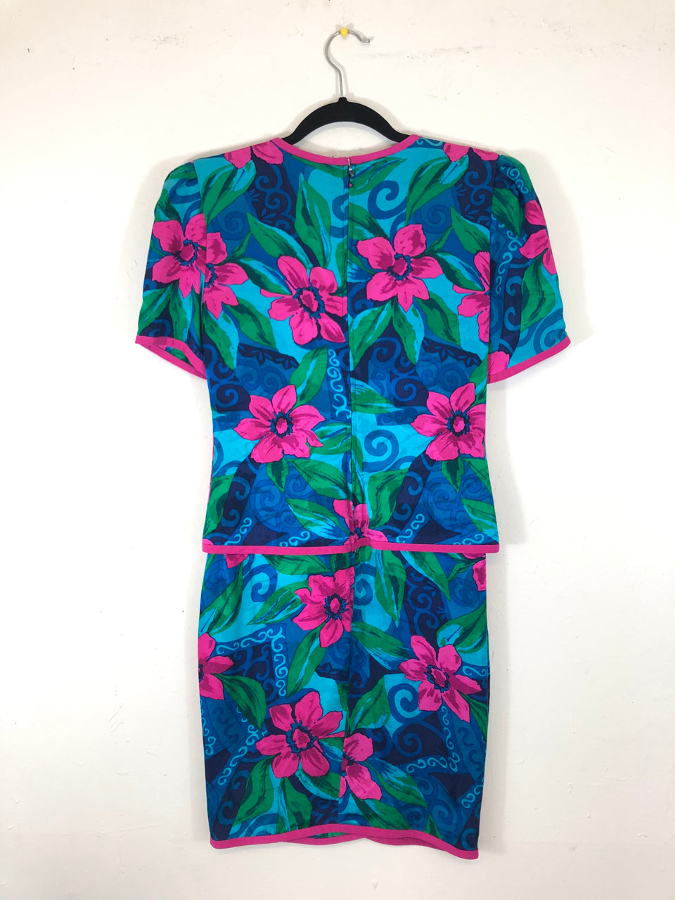 Silk Floral 80s Dress
