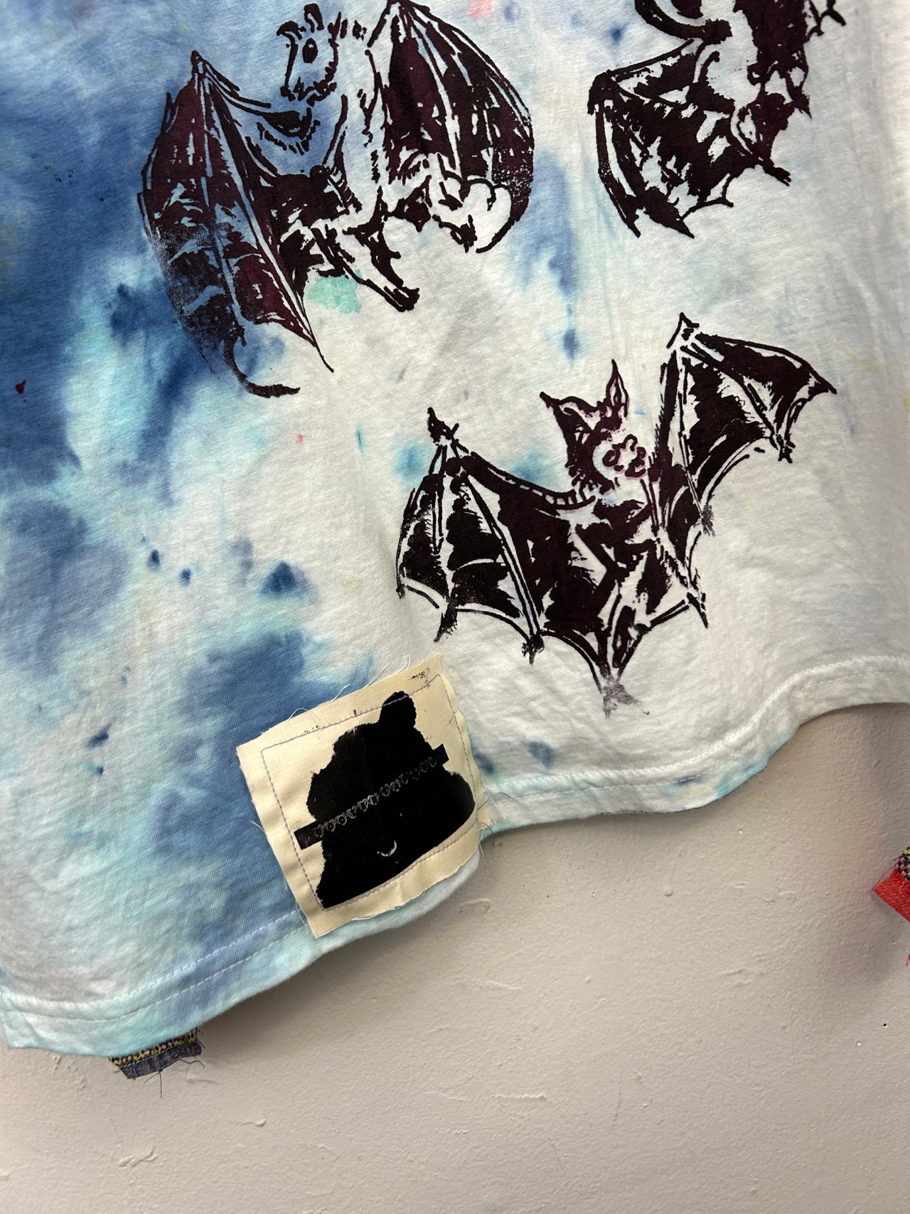 Smiley & Bats T-Shirt Hand-Painted/Hand-Embellished by Scooter La Forge