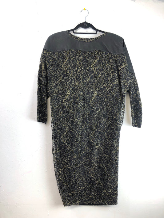 Yeohlee Leather & Gold Flowers Dress