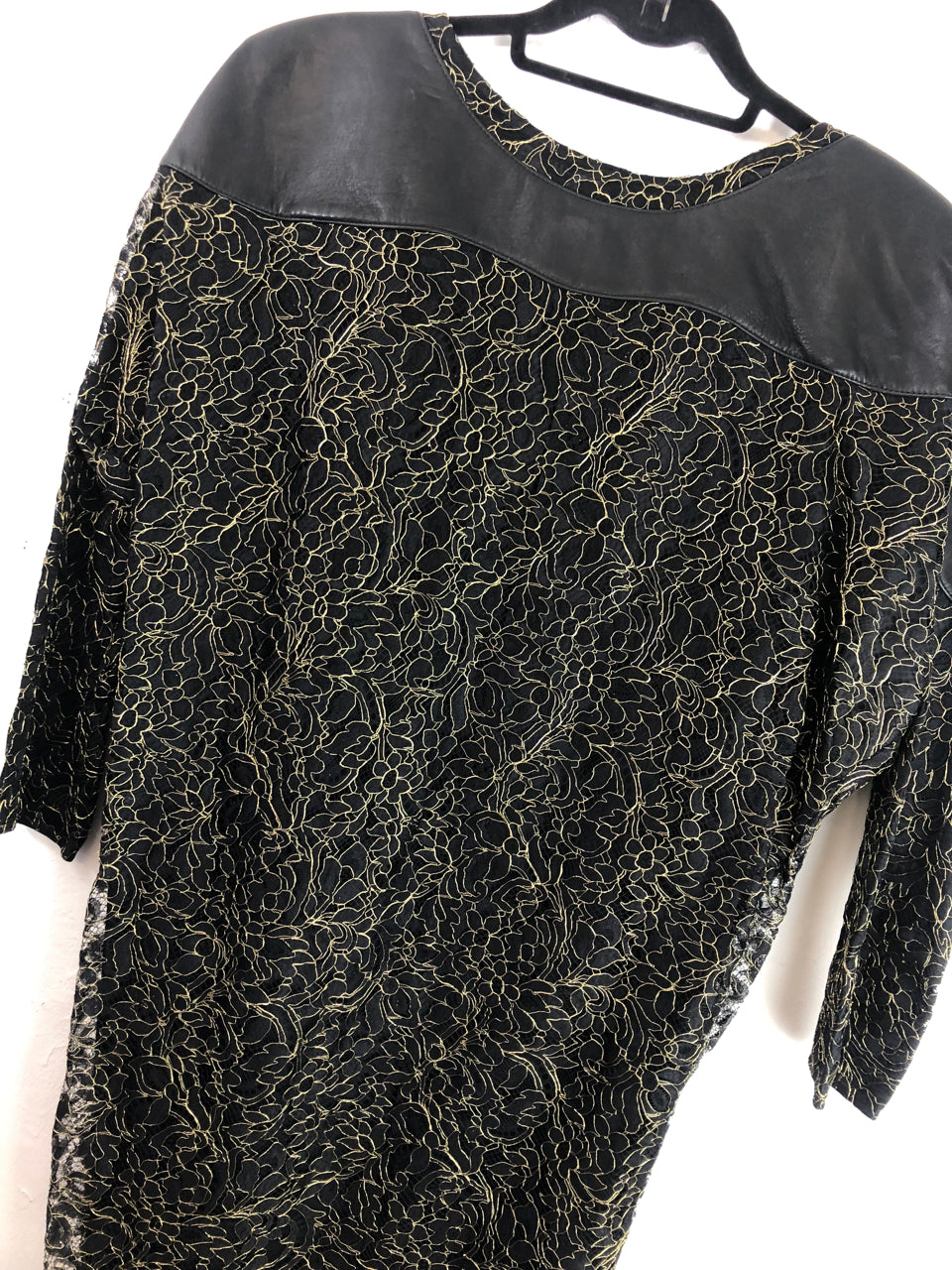 Yeohlee Leather & Gold Flowers Dress