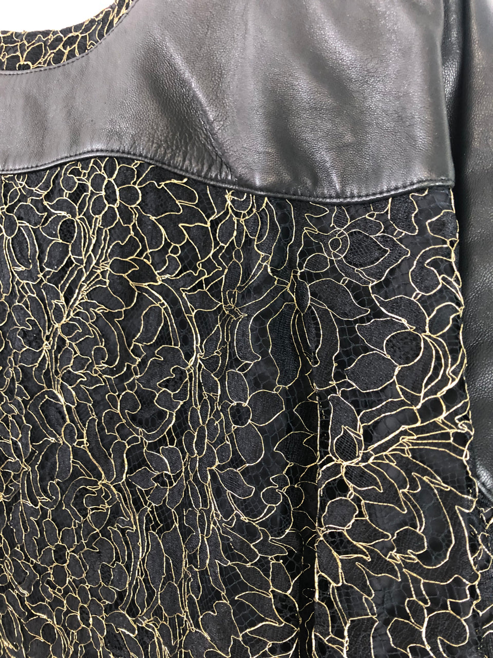 Yeohlee Leather & Gold Flowers Dress