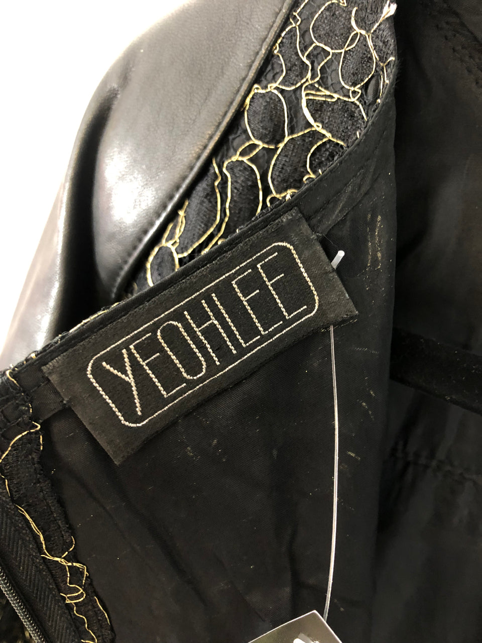 Yeohlee Leather & Gold Flowers Dress
