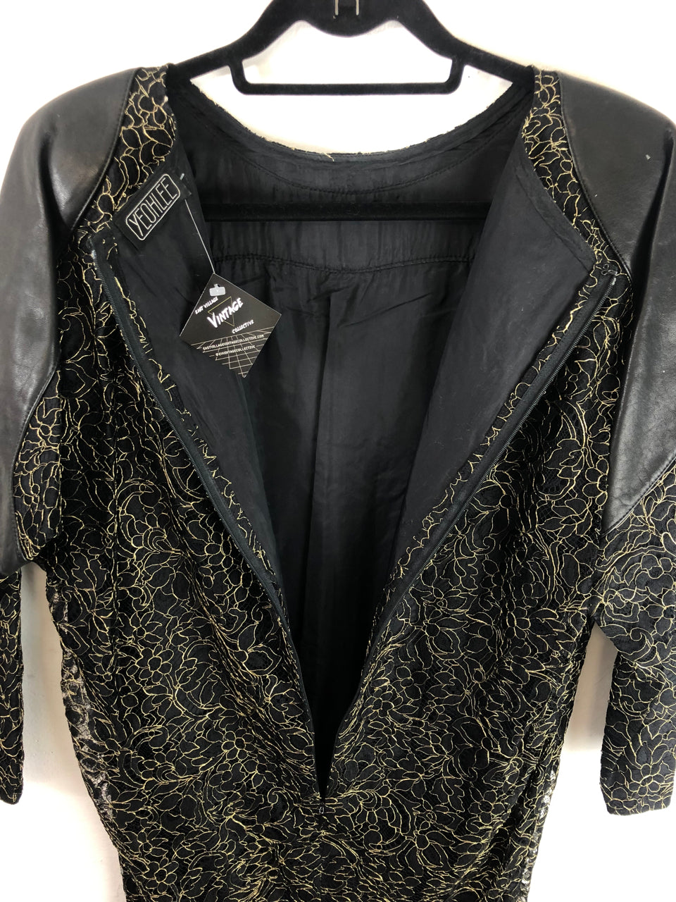 Yeohlee Leather & Gold Flowers Dress