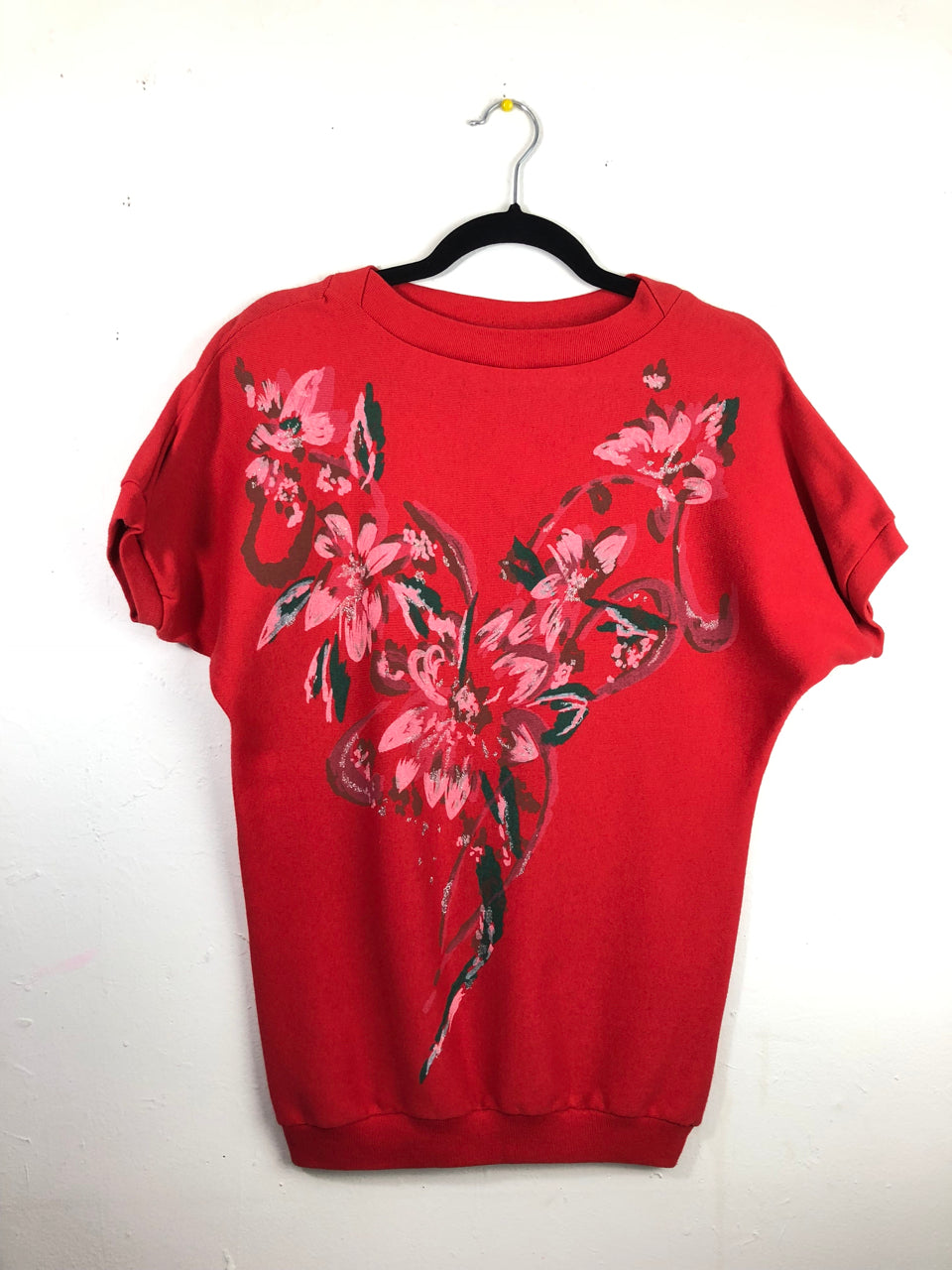 Red Glitter Flowers Top