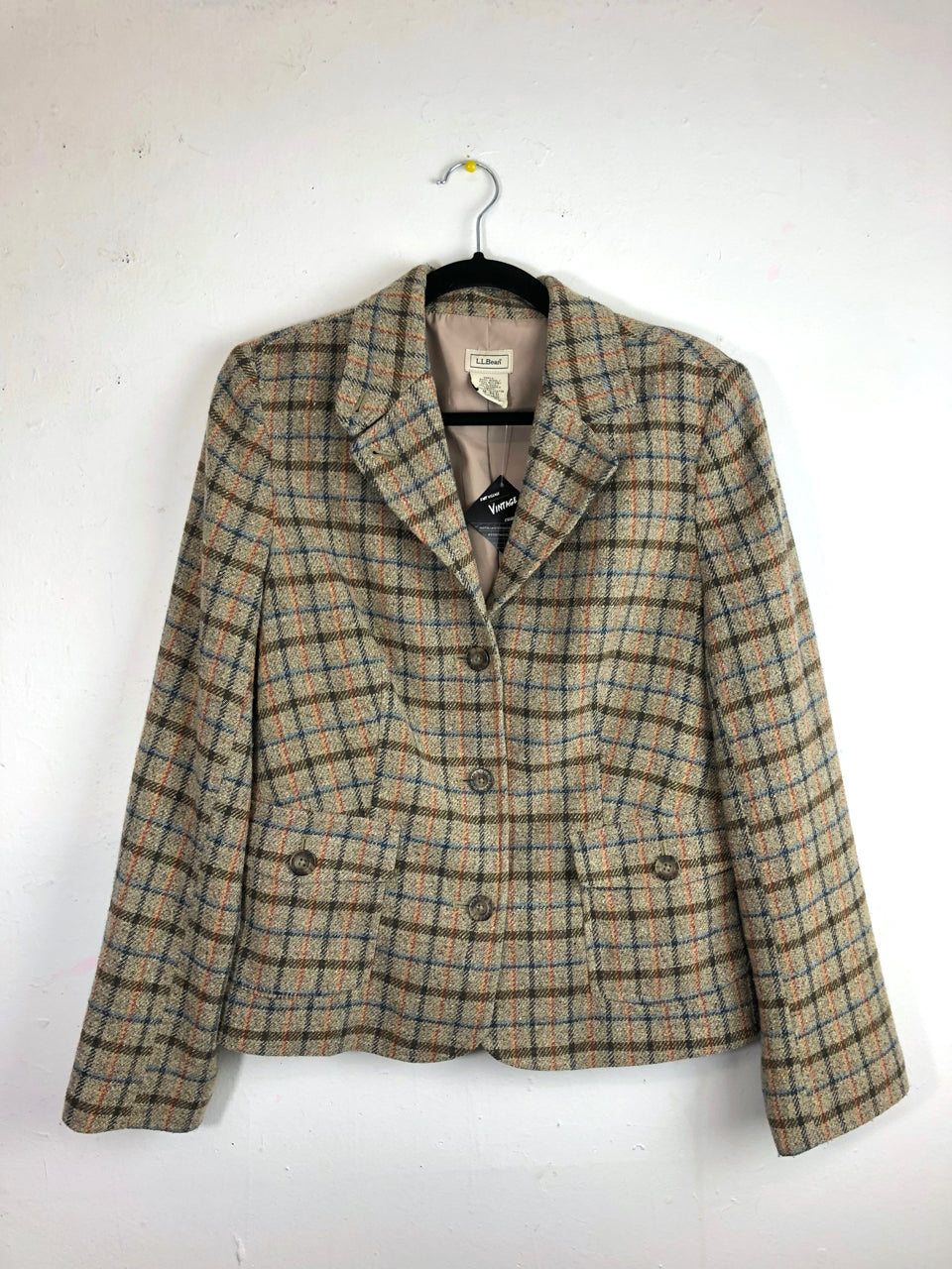 L.L. Bean Plaid Wool Blazer