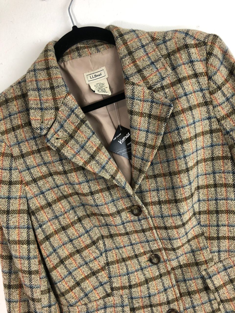 L.L. Bean Plaid Wool Blazer