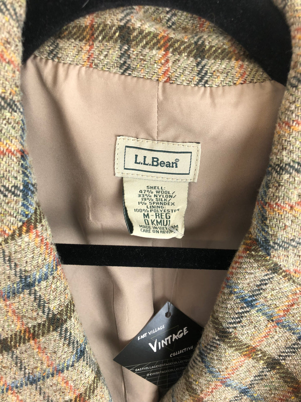 L.L. Bean Plaid Wool Blazer