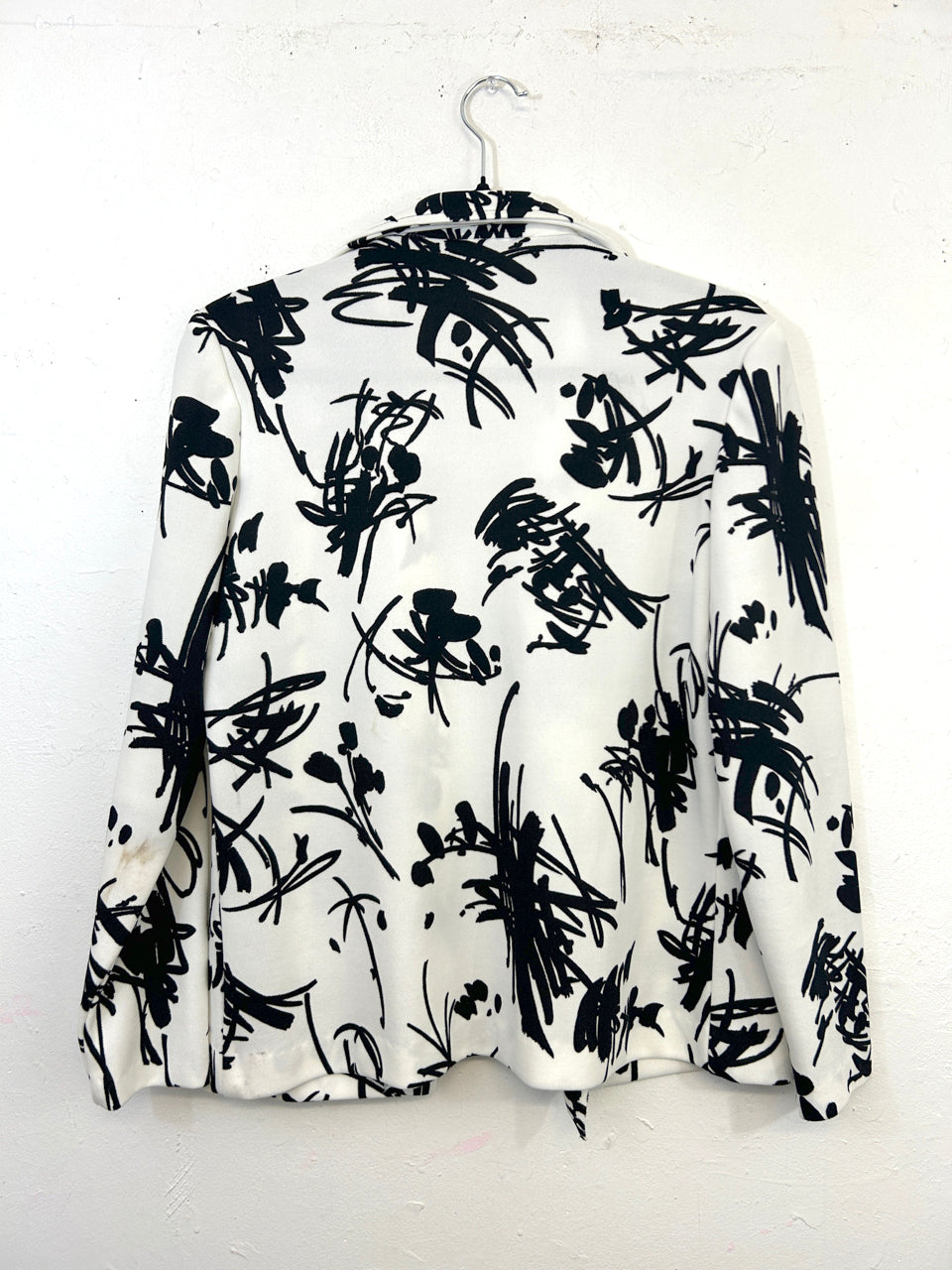White & Black Polyester 70s Jacket