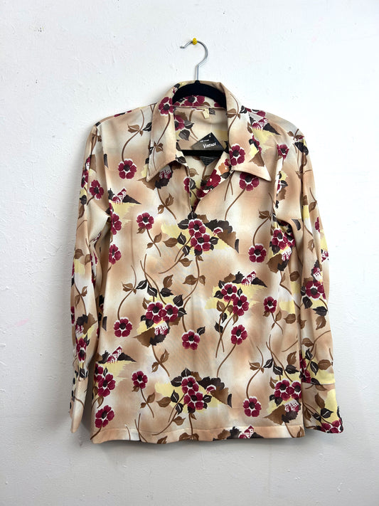 70s Floral House Blouse