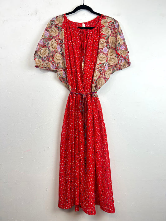 Sheer Floral 70s Dress
