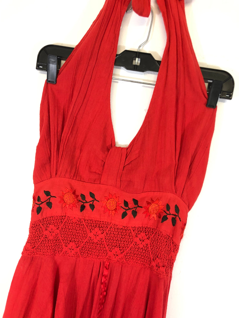 Red Embroidered Summer Dress