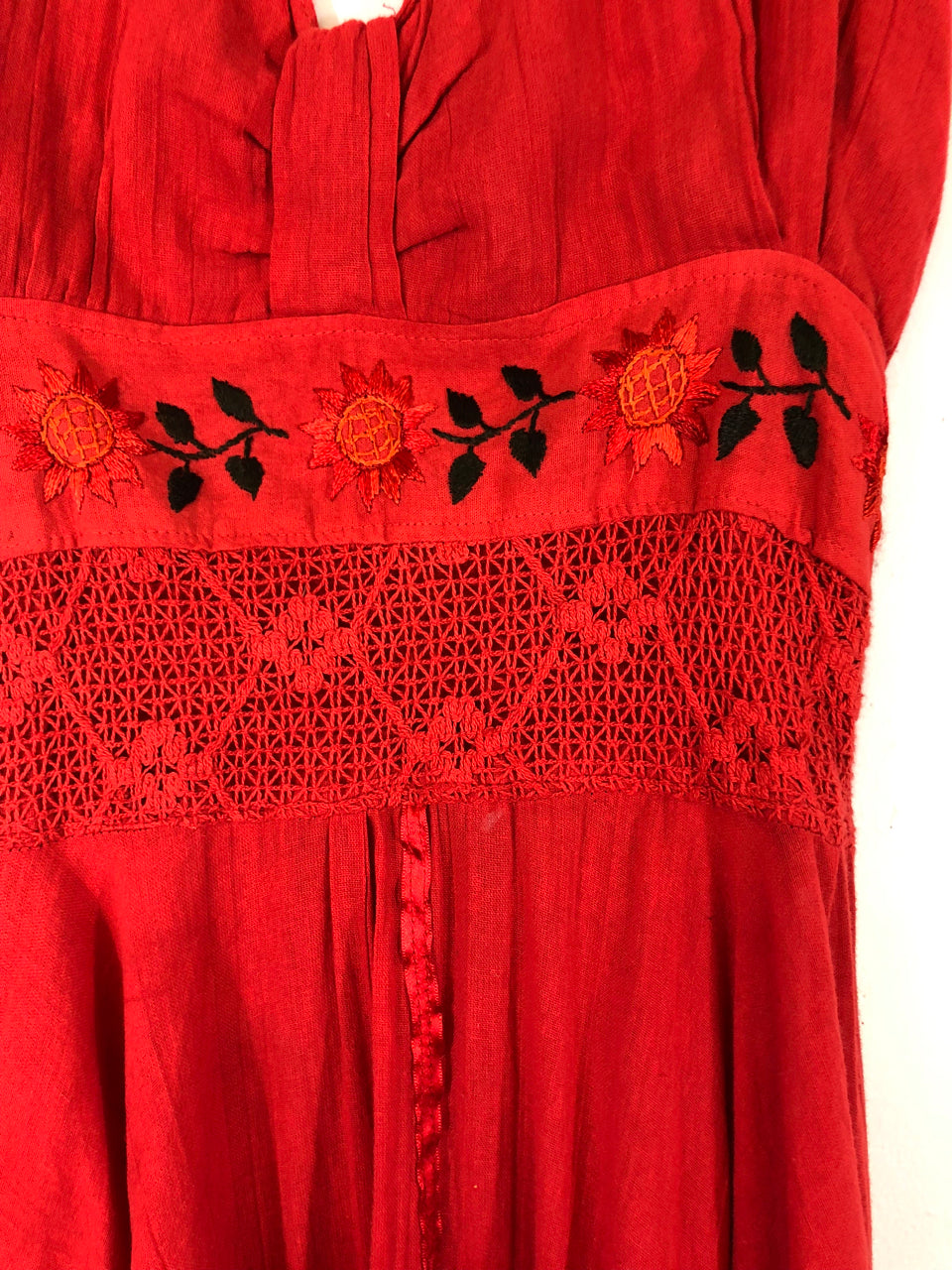 Red Embroidered Summer Dress