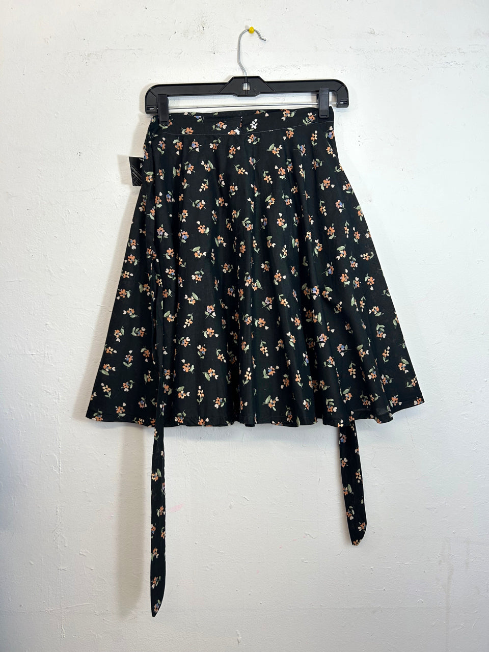 Black Floral Wrap Skirt