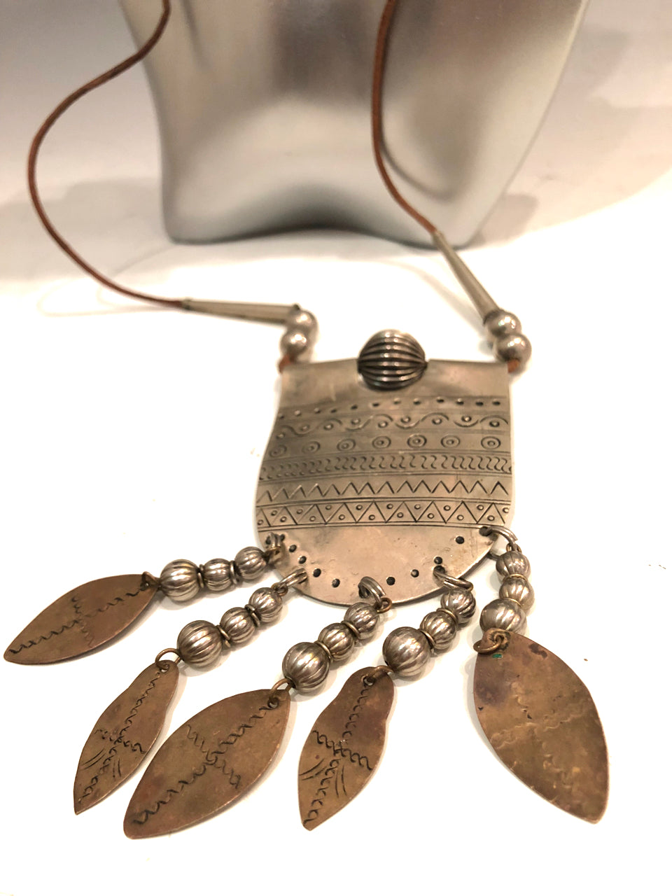 Etched Metal Plate Necklace