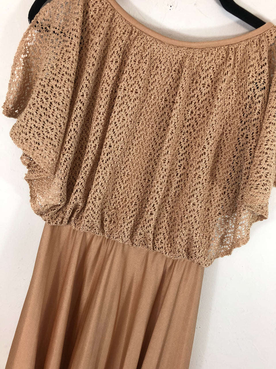 70s Mini Disco Dress Tan