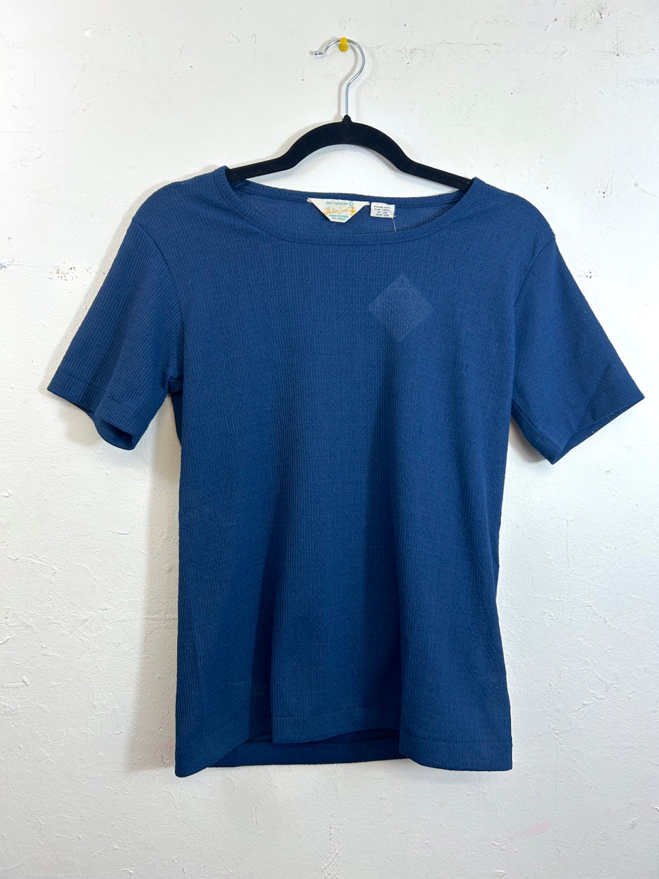 Helen Sue Ribbed Short-Sleeved Top - Navy (Deadstock)
