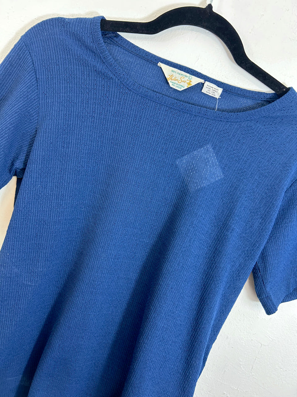 Helen Sue Ribbed Short-Sleeved Top - Navy (Deadstock)