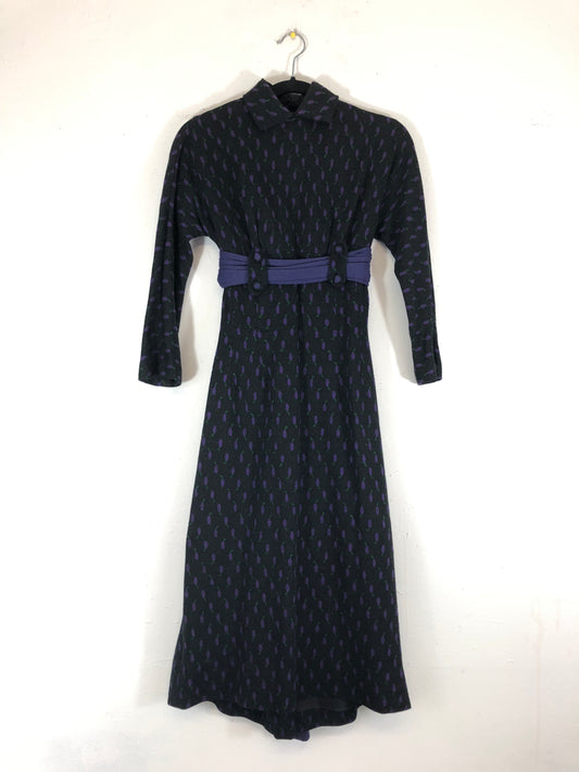 60s Purple Flowers Cocktail Dress